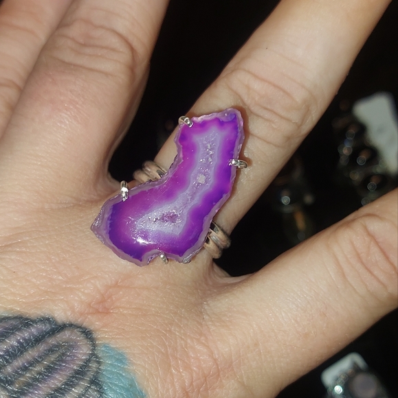 Solar Agate Druzy Ring Size 9.25 - Picture 3 of 8